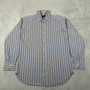 ETRO Milano Shirt Mens 39 Striped Button Up Long Sleeve Cotton Italy Dress